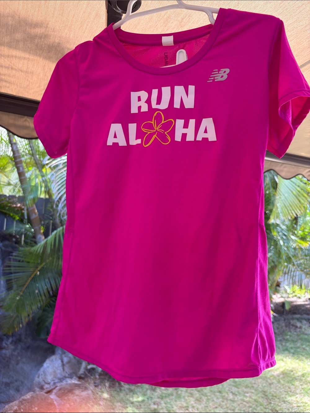 New Balance Fuchsia 'Run Aloha' Short-Sleeve Performance Tee